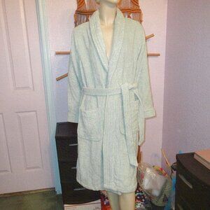 My Pillow Supima Cotton Bathrobe Women's Size S Heavyweight Green Pockets Belt